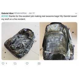 OGIO Gabriel Absi Sharing story of how Gambit saved his computer with its toughness image shows burned bag